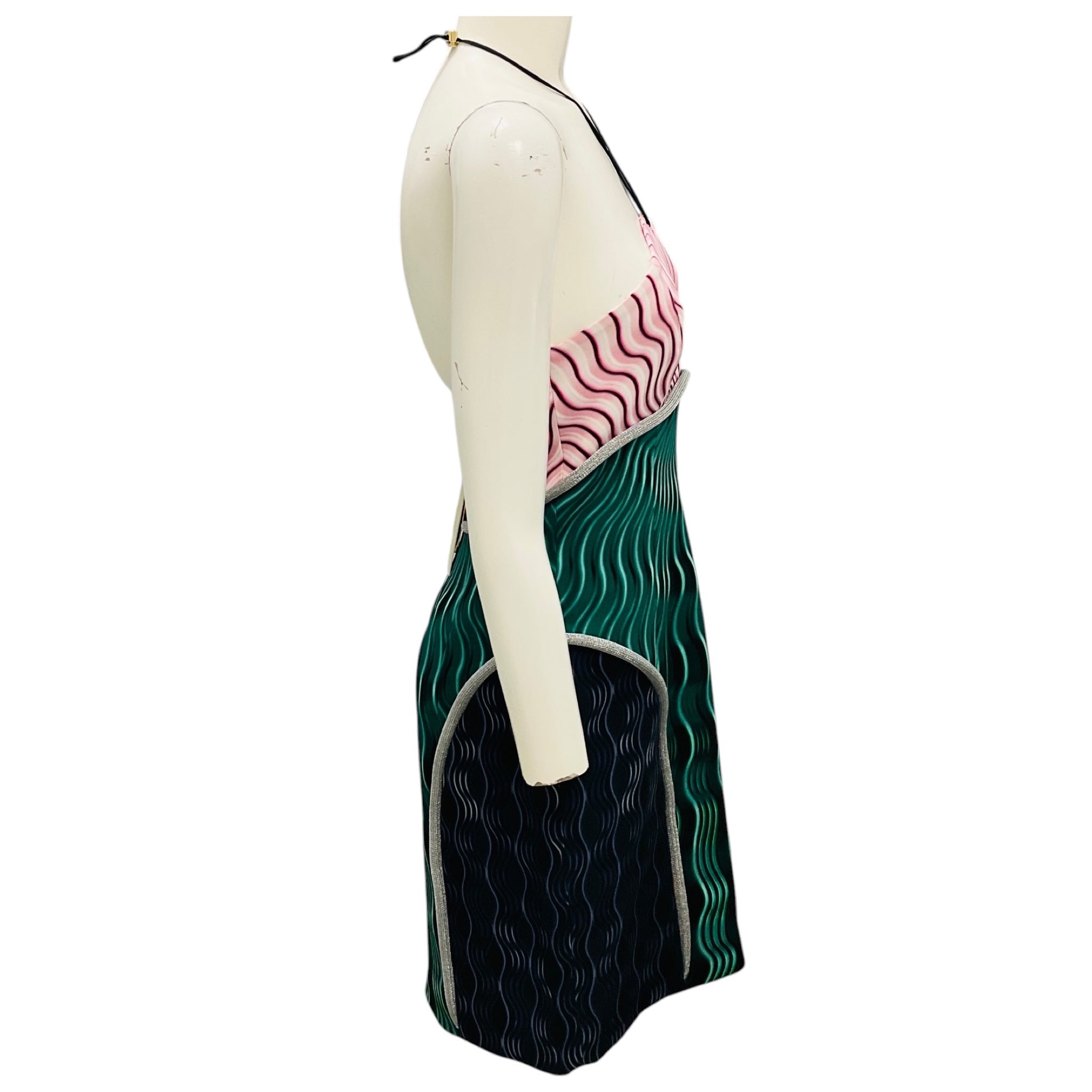 Mary Katrantzou Pink / Green Multi Printed Halter Mini Dress