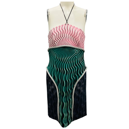 Mary Katrantzou Pink / Green Multi Printed Halter Mini Dress
