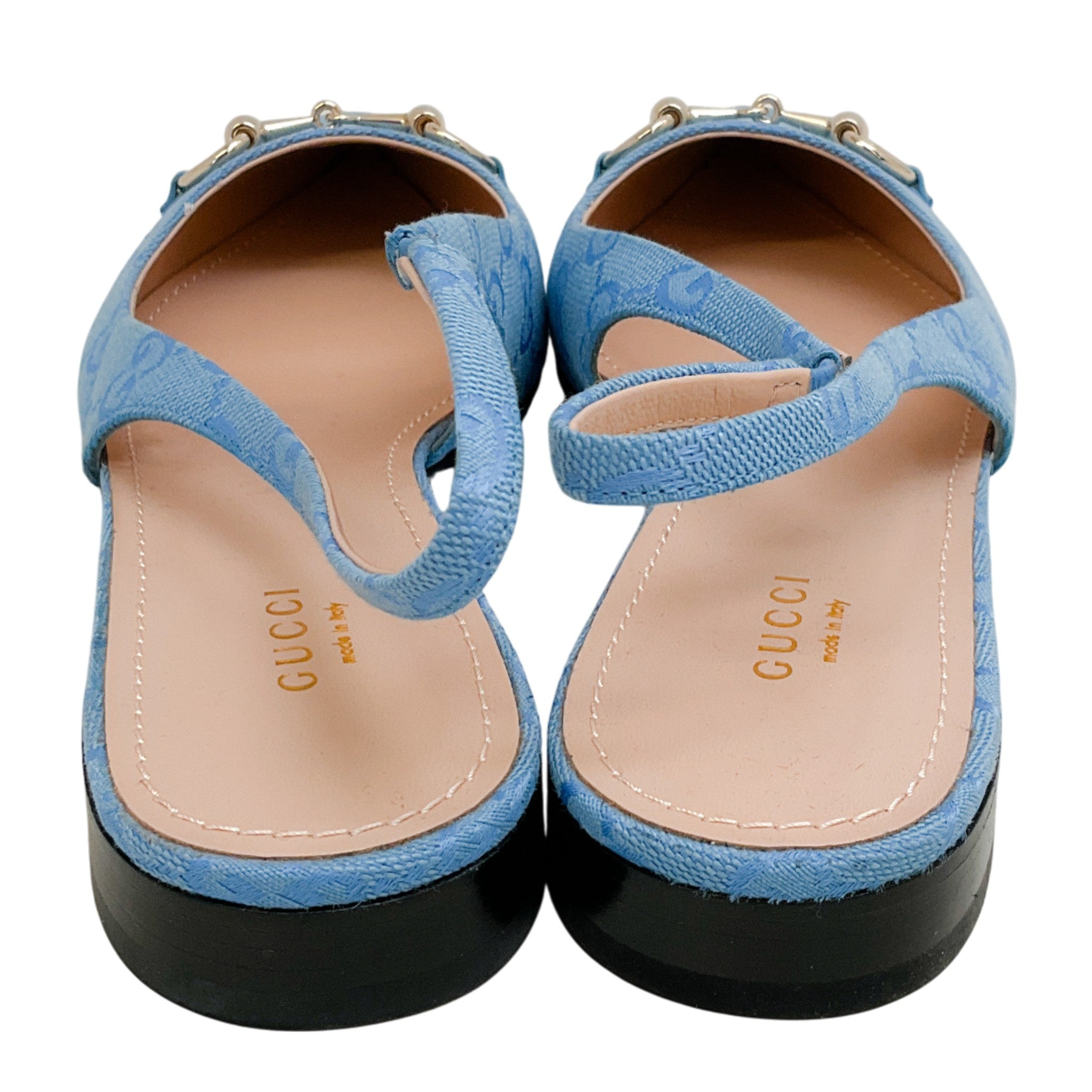 Gucci Light Blue GG Horsebit Singback Flats