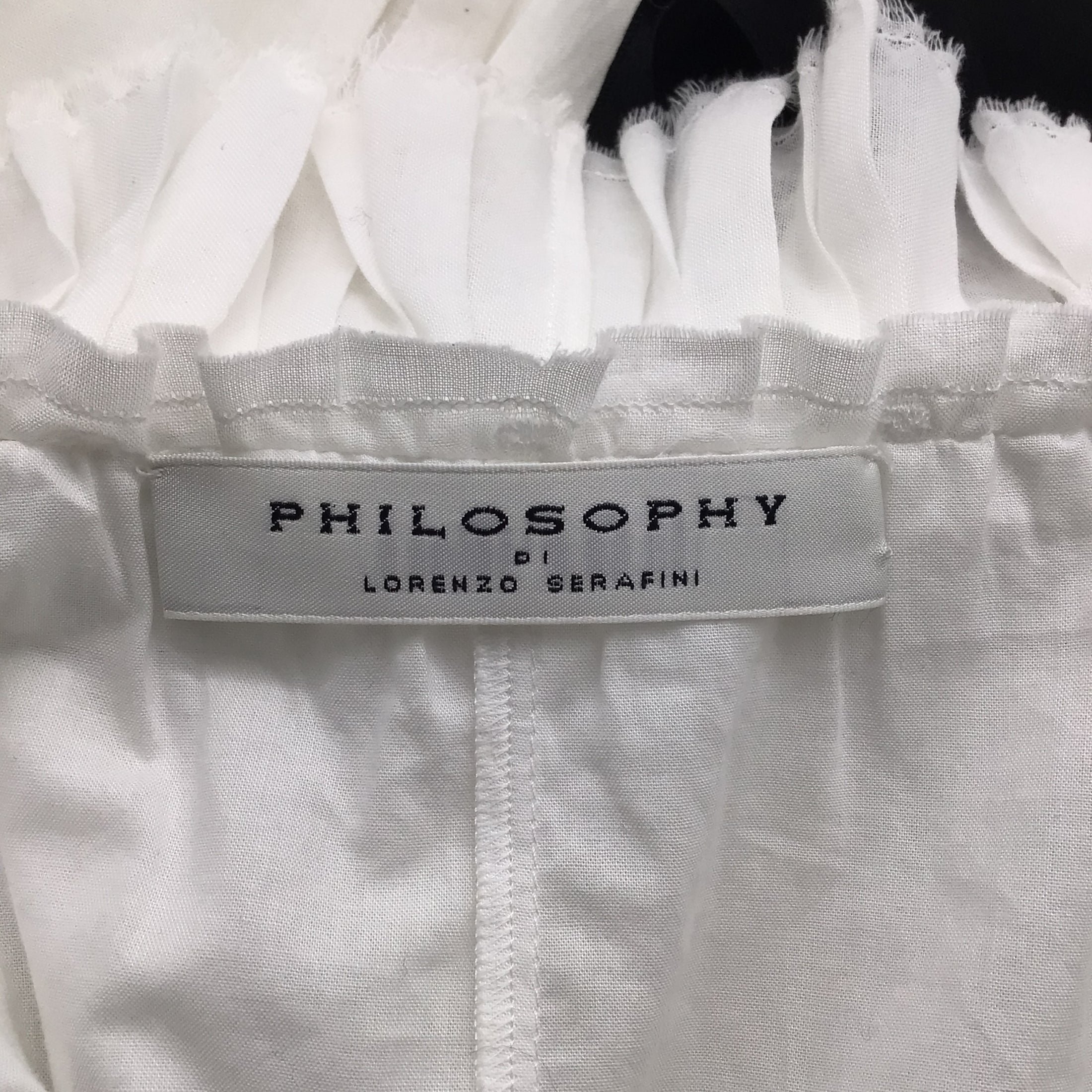 Philosophy di Lorenzo Serafini White / Black Pearl Embellished Cotton Midi Dress
