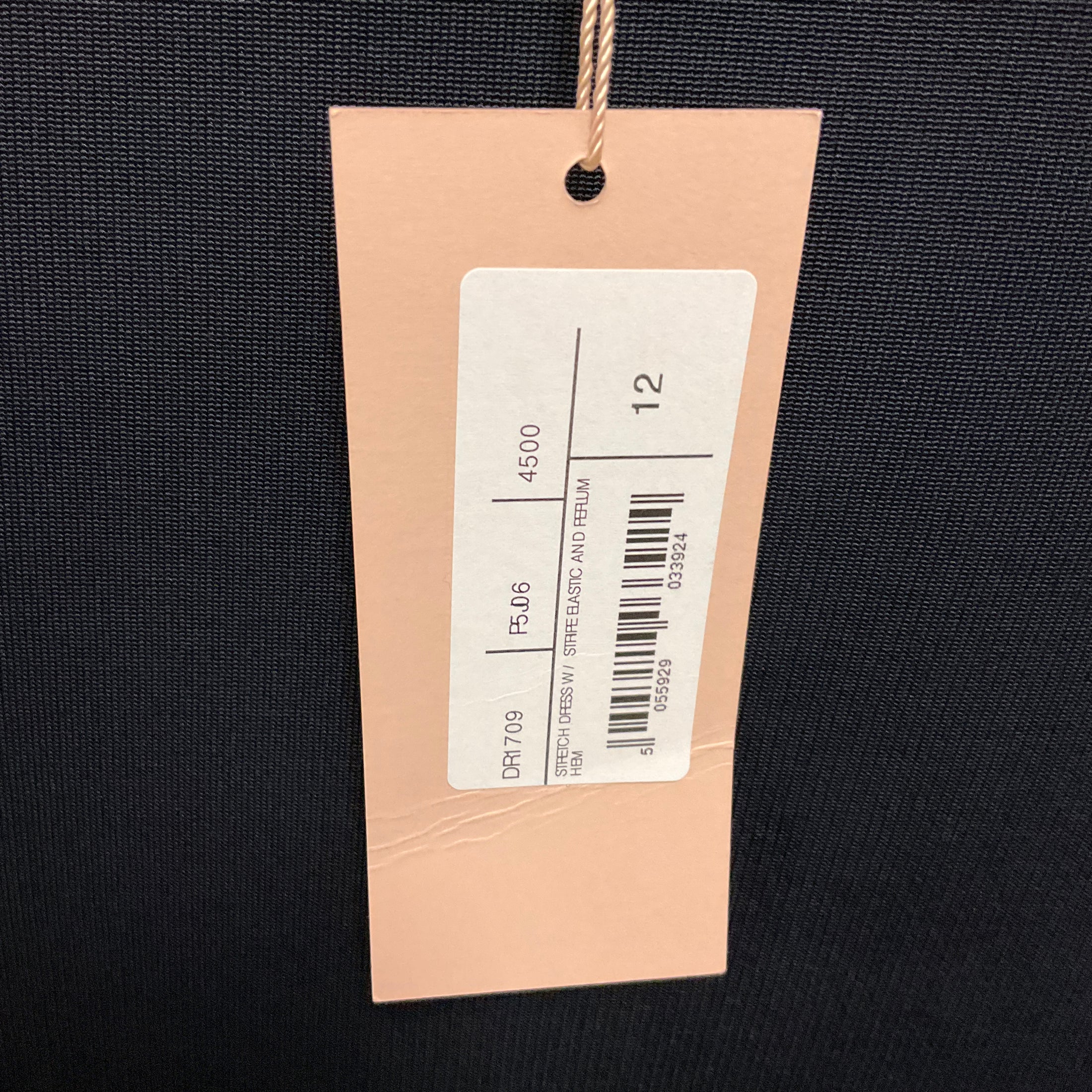 Christopher Kane Navy Blue Stretch Knit Peplum Hem Dress with Green Stripe Elastic