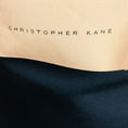 Load image into Gallery viewer, Christopher Kane Navy Blue Stretch Knit Peplum Hem Dress with Green Stripe Elastic

