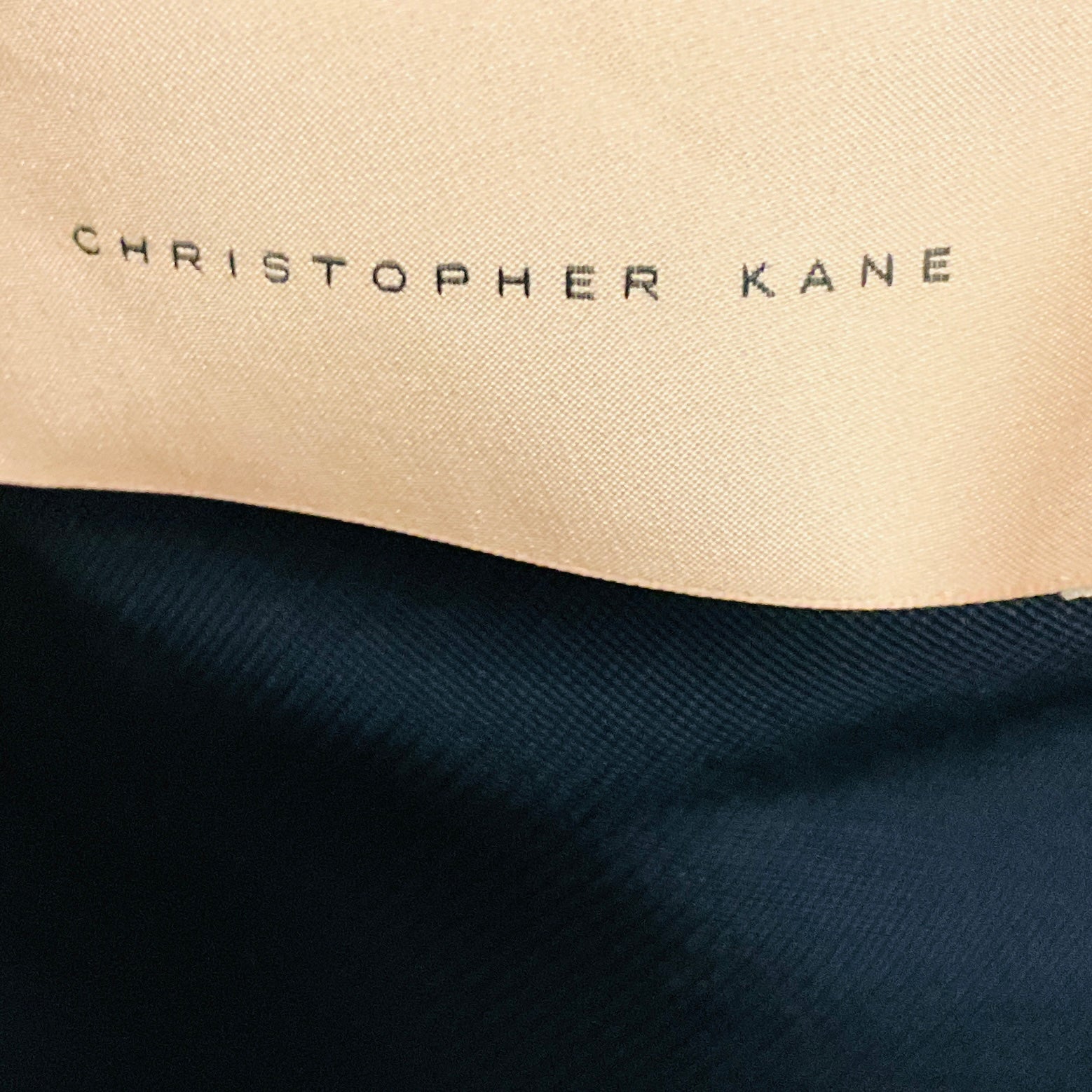 Christopher Kane Navy Blue Stretch Knit Peplum Hem Dress with Green Stripe Elastic