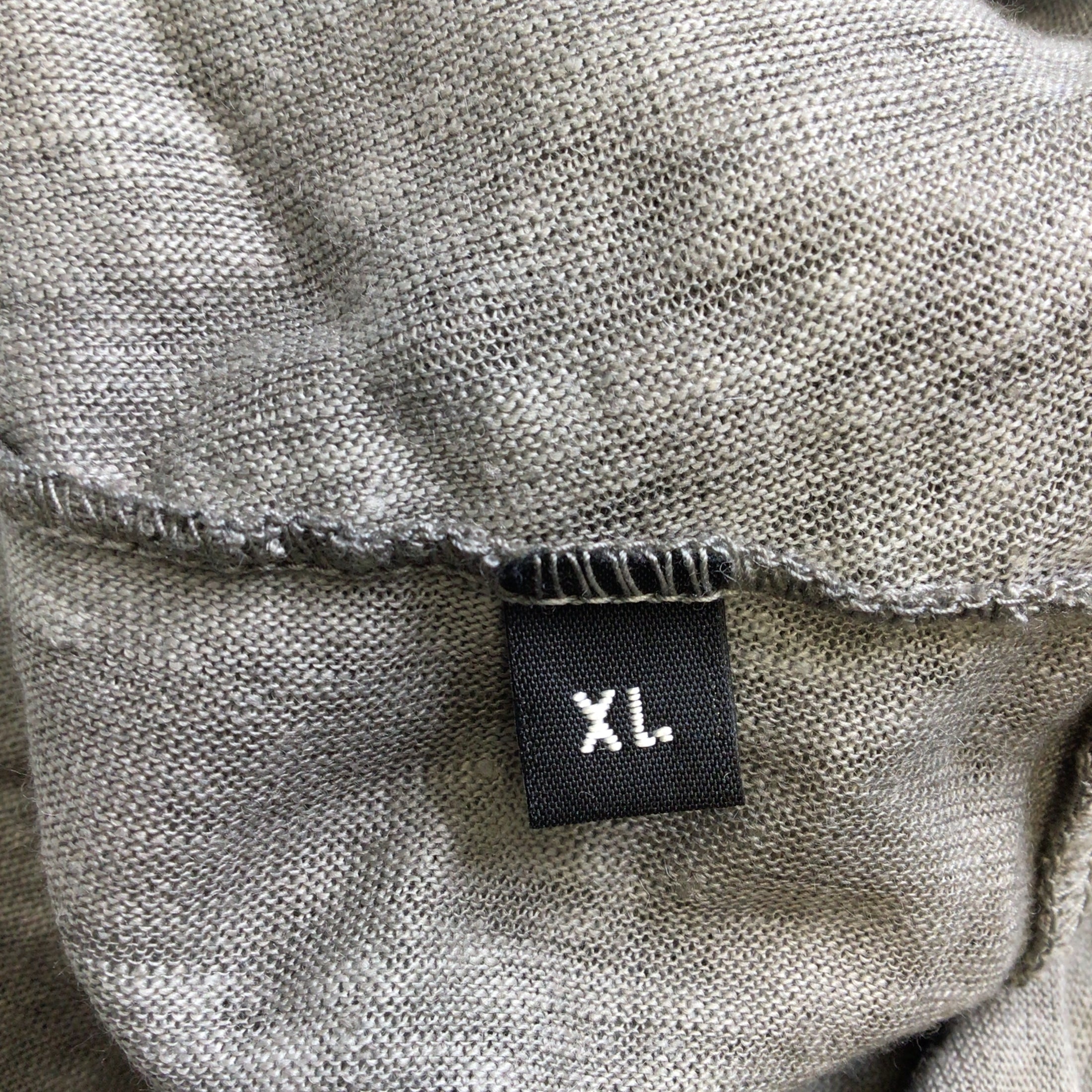 Avant Toi Grey Crochet Knit Detail Short Sleeved Burnout Linen Top