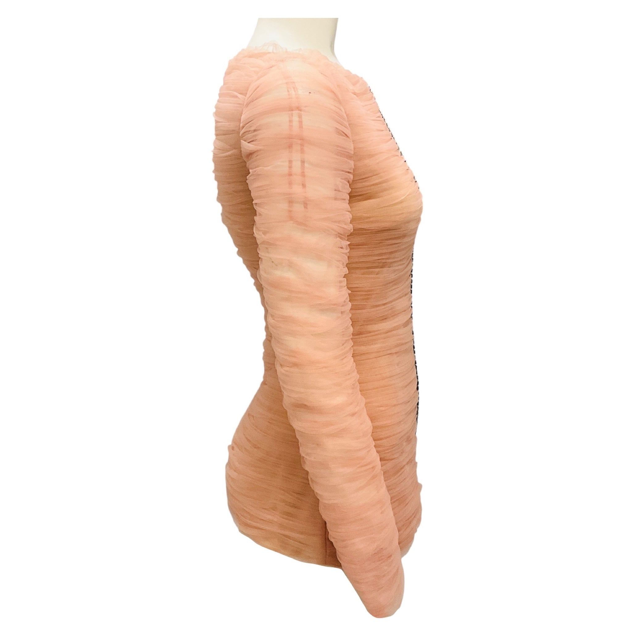 Khaite Pink Vienna Crystal Embellished Pleated Tulle Top