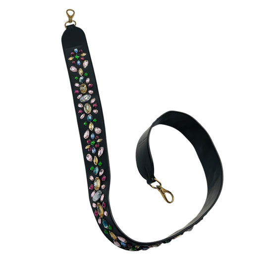 Ralph Lauren Collection Black Multi Stone Embellished Leather Bag Strap