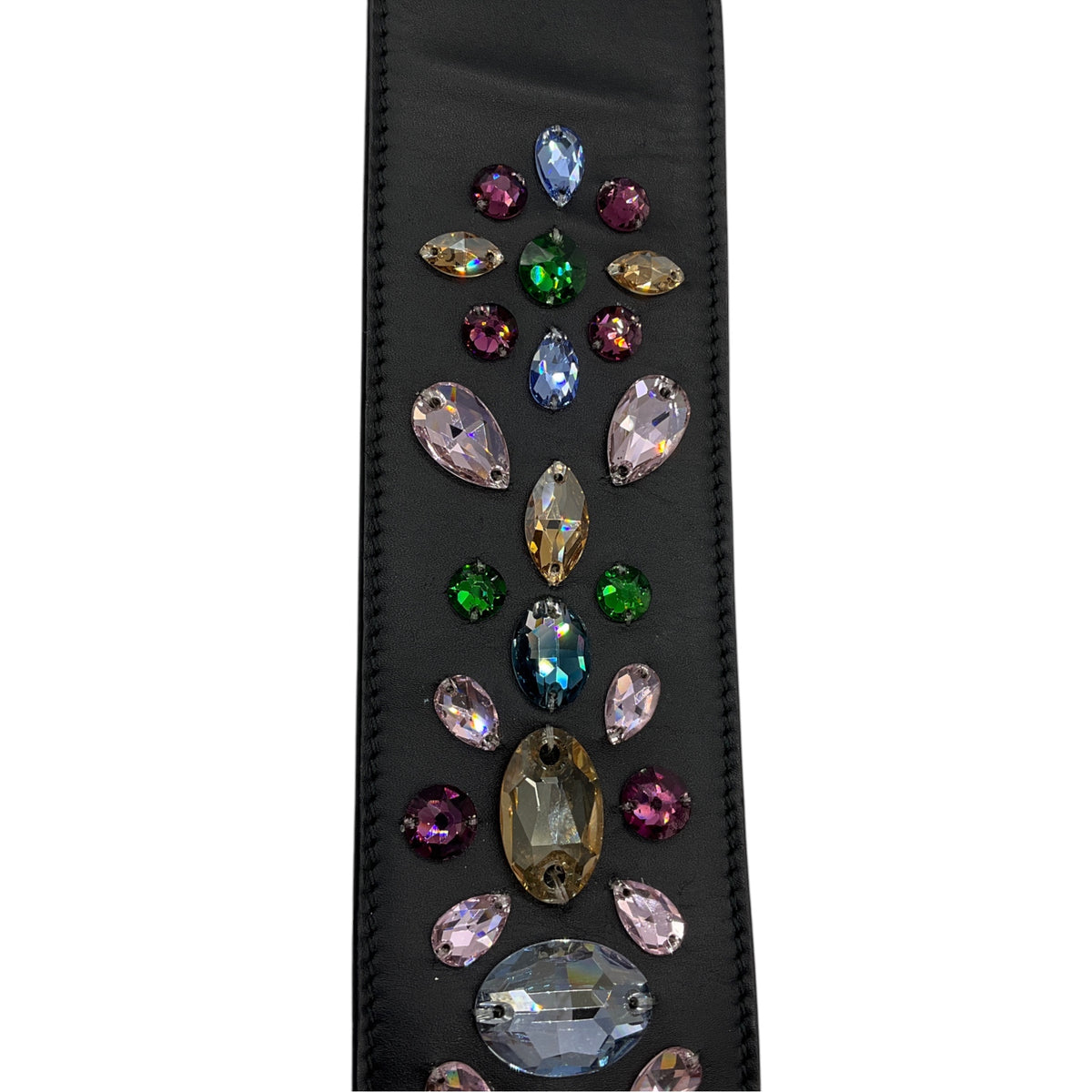 Ralph Lauren Collection Black Multi Stone Embellished Leather Bag Strap