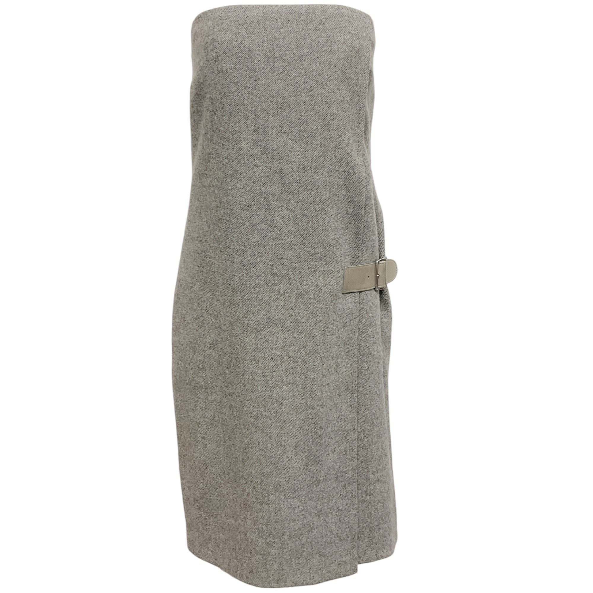 Max Mara Grey Wool Tweed Strapless Dress