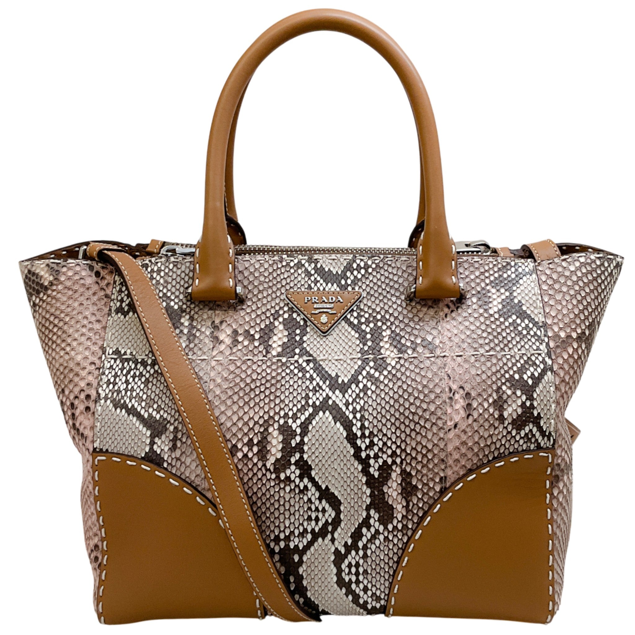 Prada Peach Ombre Snakeskin / Leather Tote