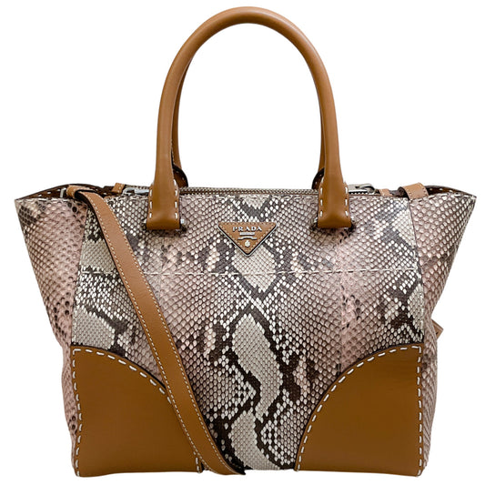 Prada Peach Ombre Snakeskin / Leather Tote