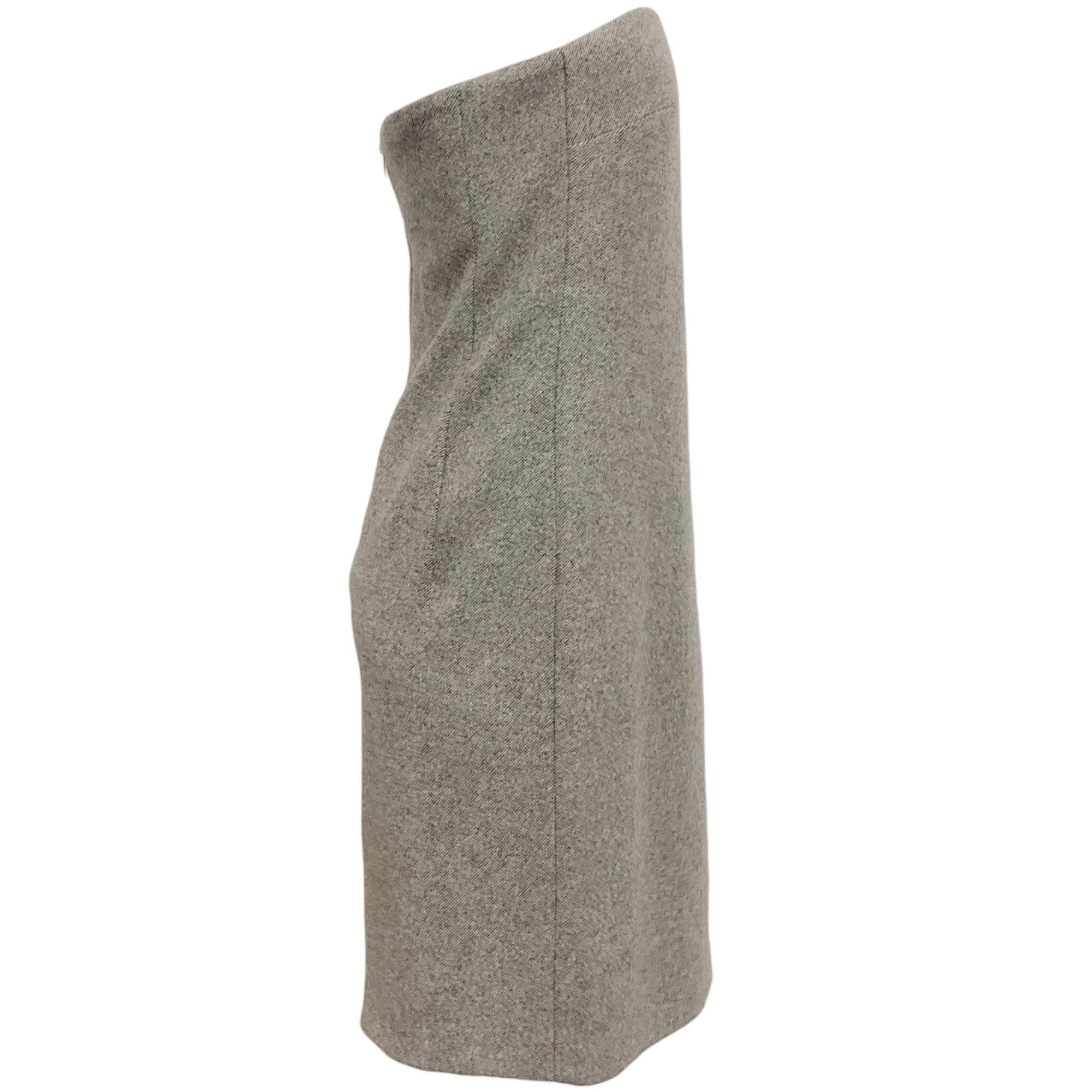 Max Mara Grey Wool Tweed Strapless Dress