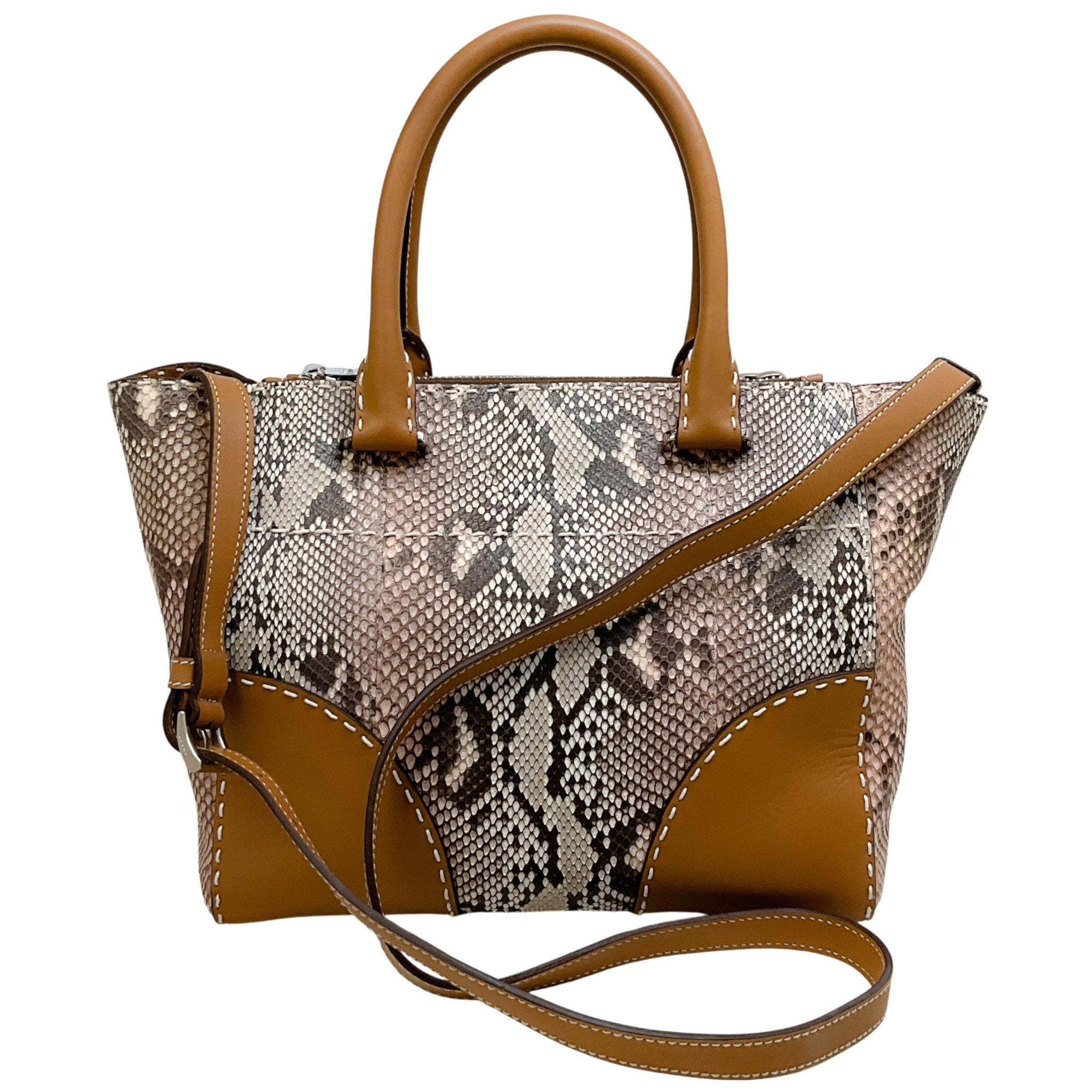 Prada Peach Ombre Snakeskin / Leather Tote