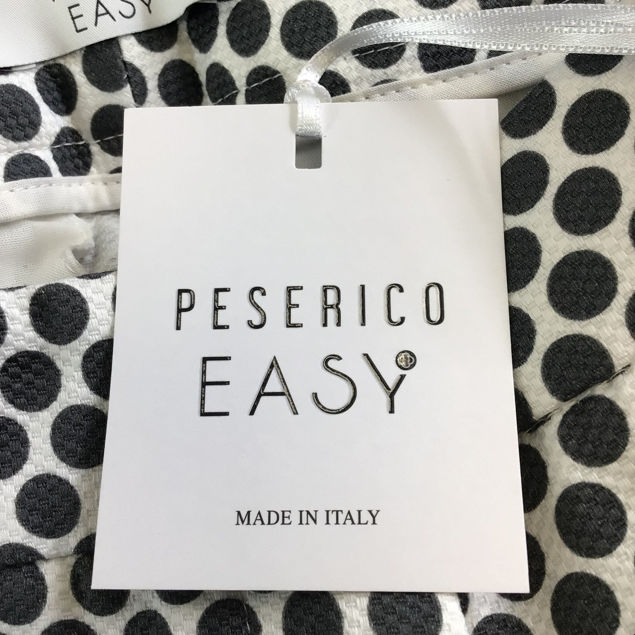 Peserico Easy White / Grey Dot Print Cotton Pants