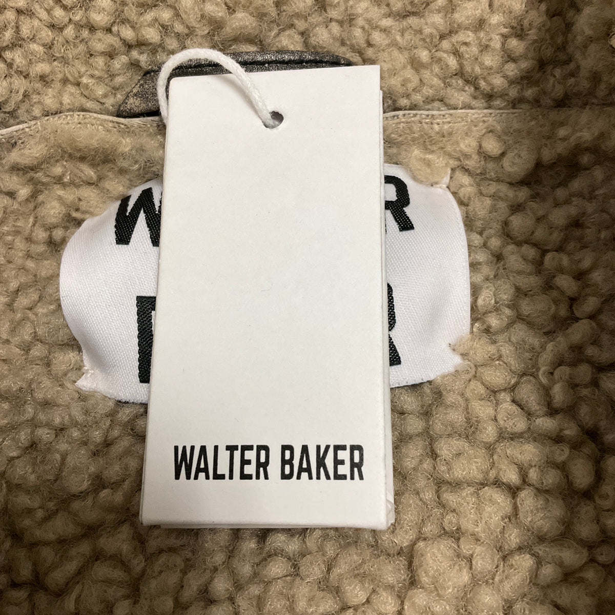 Walter Baker Black Sand / Beige Richie Leather Jacket with Faux Shearling Fur Lining
