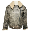 Load image into Gallery viewer, Walter Baker Black Sand / Beige Richie Leather Jacket with Faux Shearling Fur Lining

