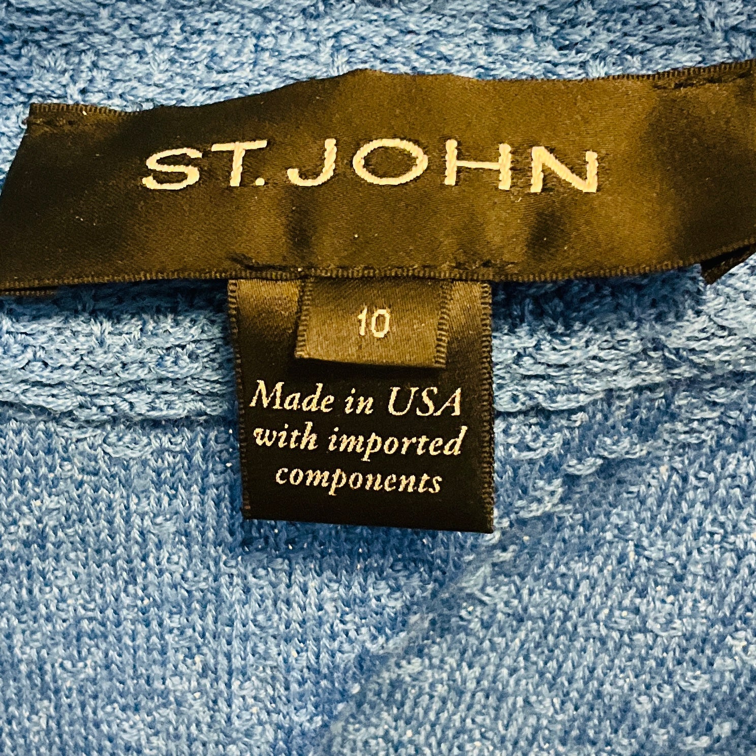 St. John Cerulean Blue Textured Knit Jacket