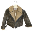 Load image into Gallery viewer, Walter Baker Black Sand / Beige Richie Leather Jacket with Faux Shearling Fur Lining
