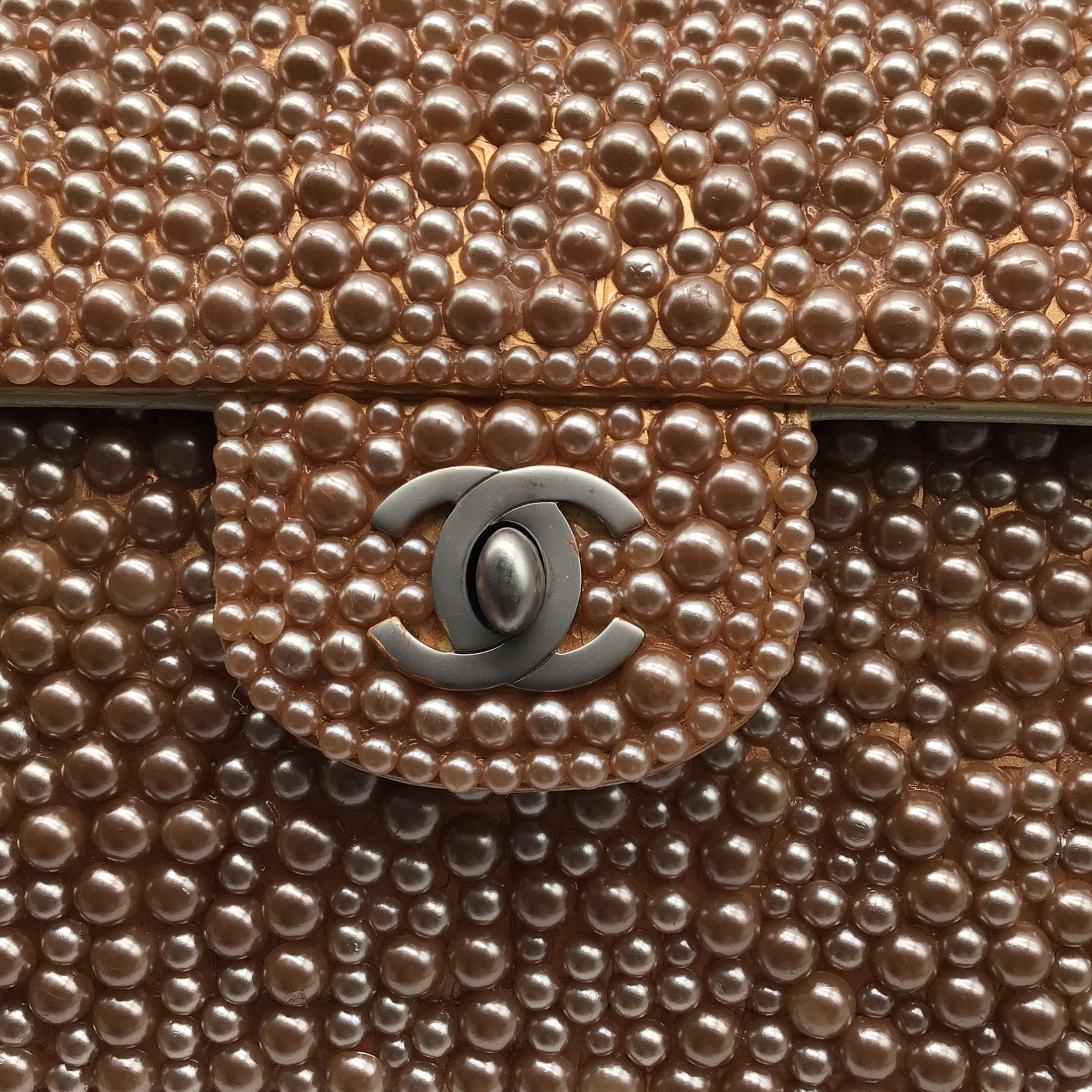 Chanel Vintage Rose Pearl Embellished Flap Handbag