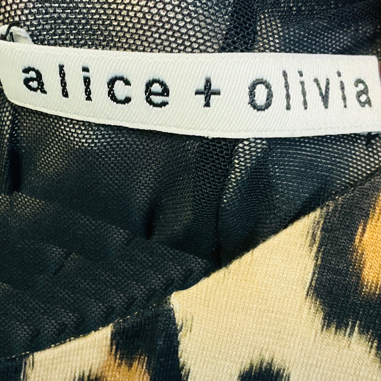 Alice + Olivia Tan / Black Delora Fitted Leopard Print Dress