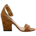 Load image into Gallery viewer, Jimmy Choo Tan  / Gold Embellished Cork Edina 85 Sandals
