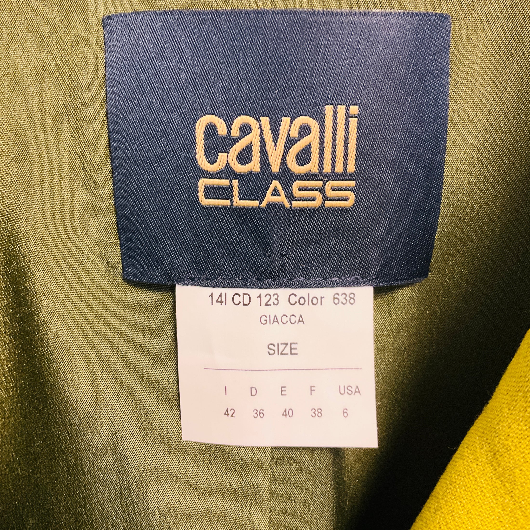 Cavalli Class RARE Vintage Lime Green Seamed Jacket with Gold Snake Button
