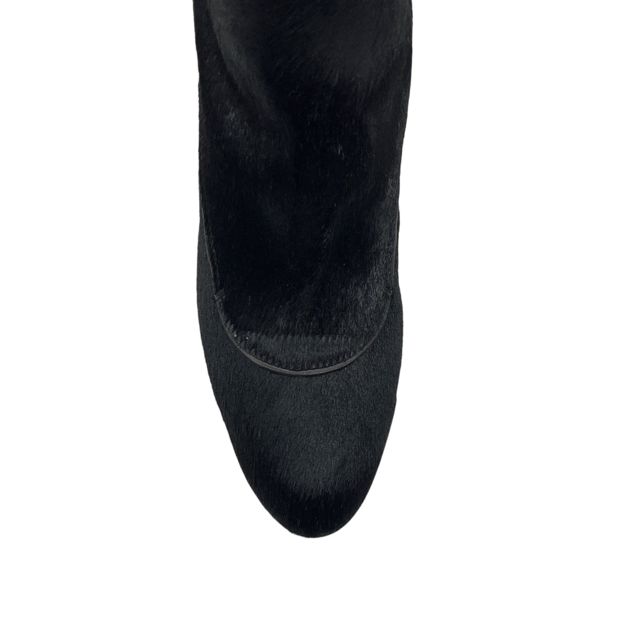 Tod's Black Leather Trimmed Calf Hair High Heeled Tall Boots