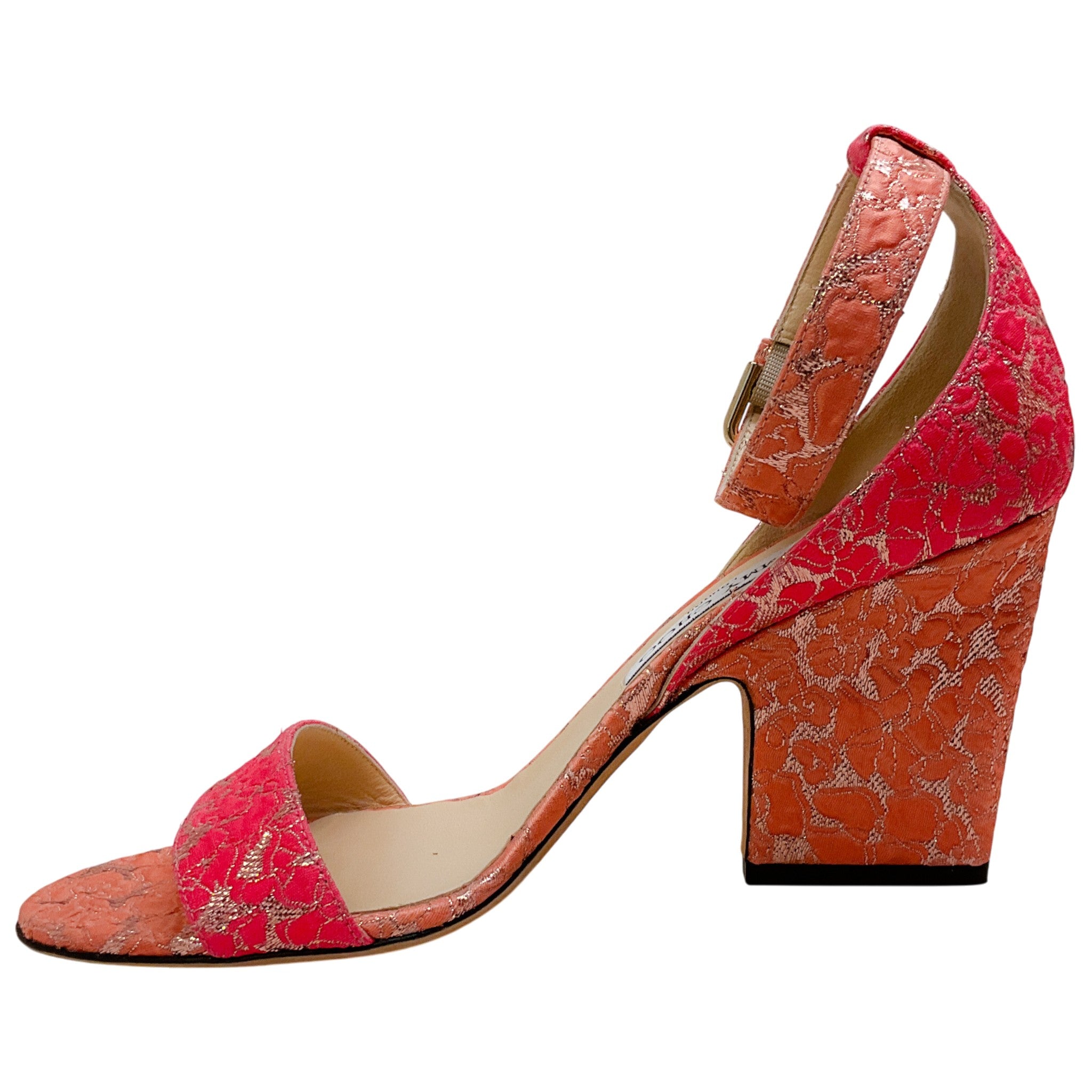 Jimmy Choo Pink / Gold Brocade Edina 85 Sandals