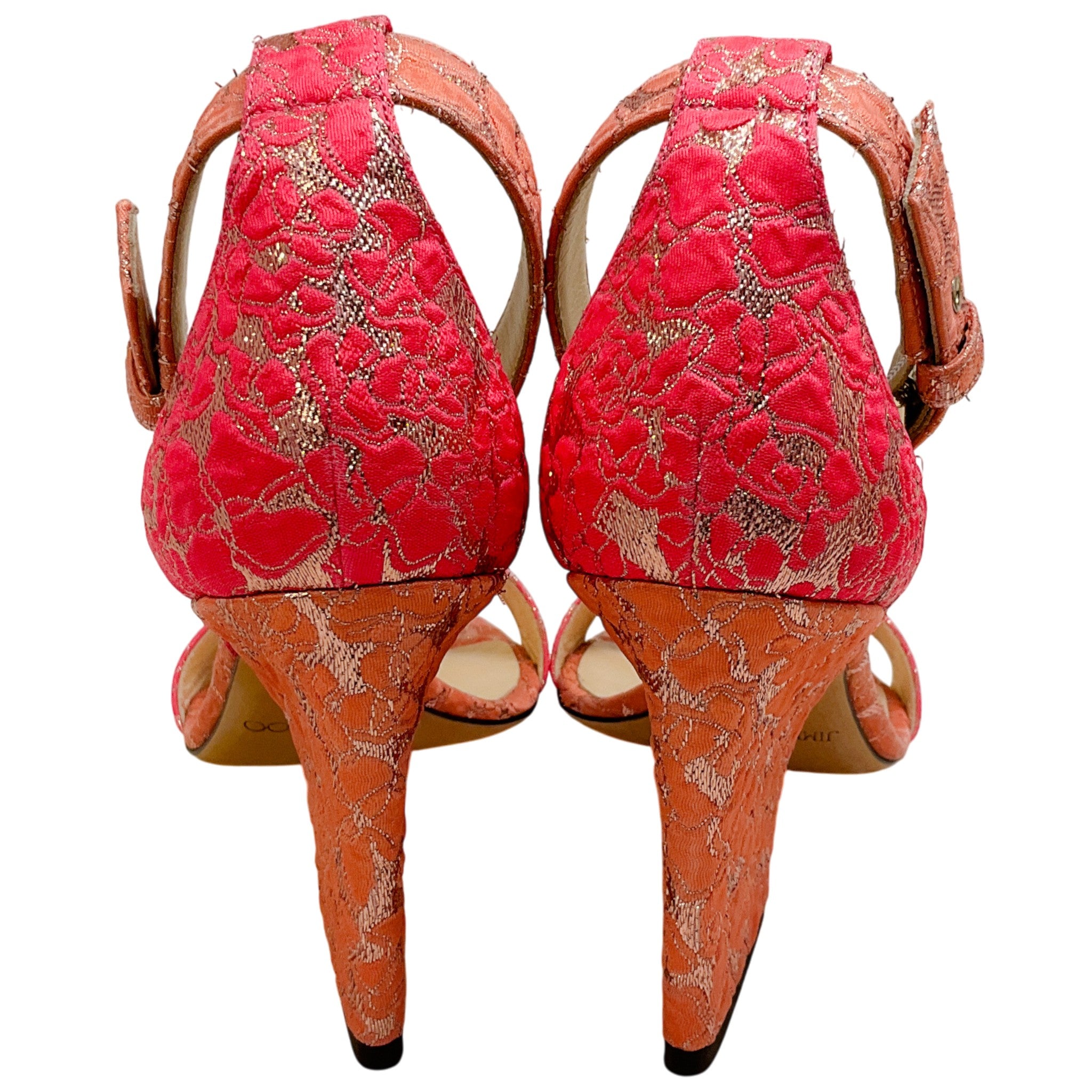 Jimmy Choo Pink / Gold Brocade Edina 85 Sandals