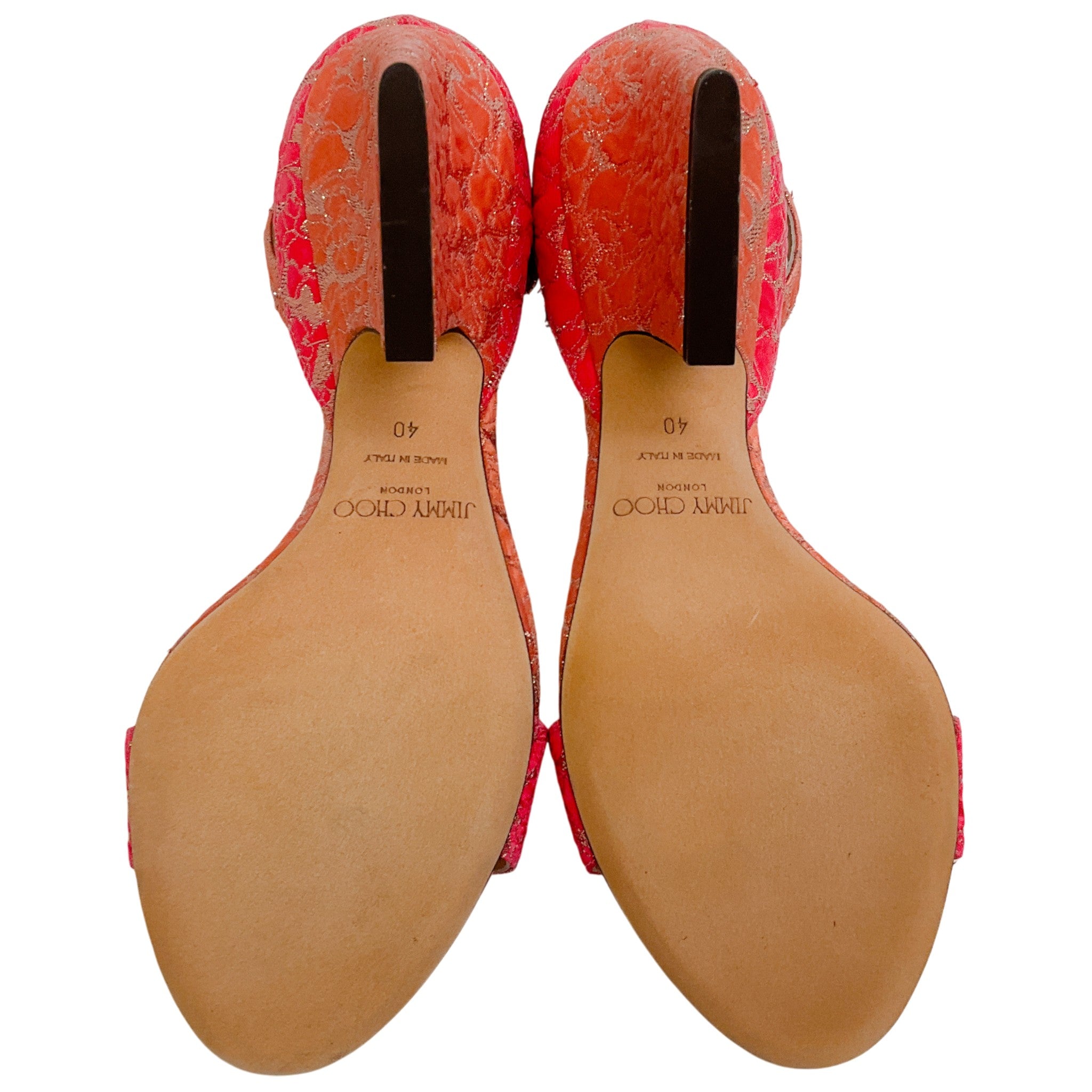 Jimmy Choo Pink / Gold Brocade Edina 85 Sandals