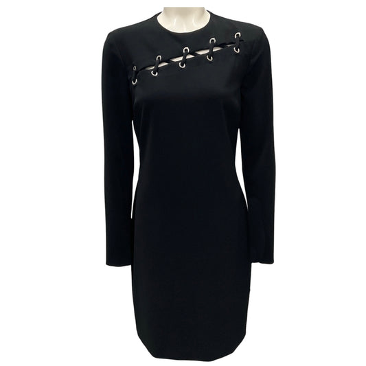 Boutique Moschino Black / Silver Grommet Detail Long Sleeved Crepe Dress
