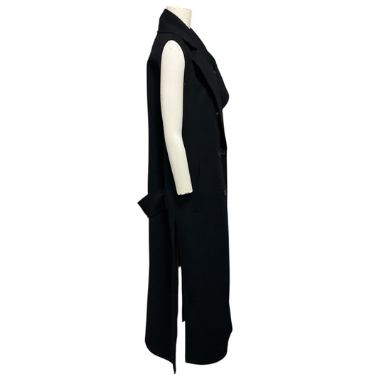 Albino Teodoro Navy Blue Bead Embellished Wool and Angora Long Vest