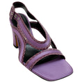 Load image into Gallery viewer, Dries van Noten Purple Satin Sandals with Snake Trim

