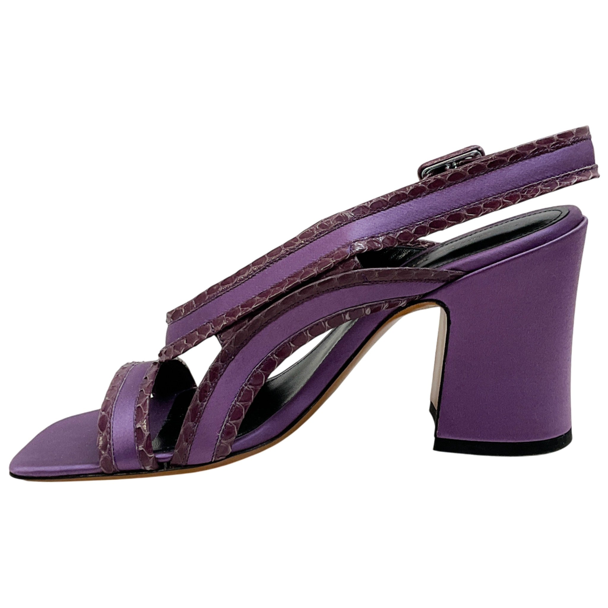 Dries van Noten Purple Satin Sandals with Snake Trim