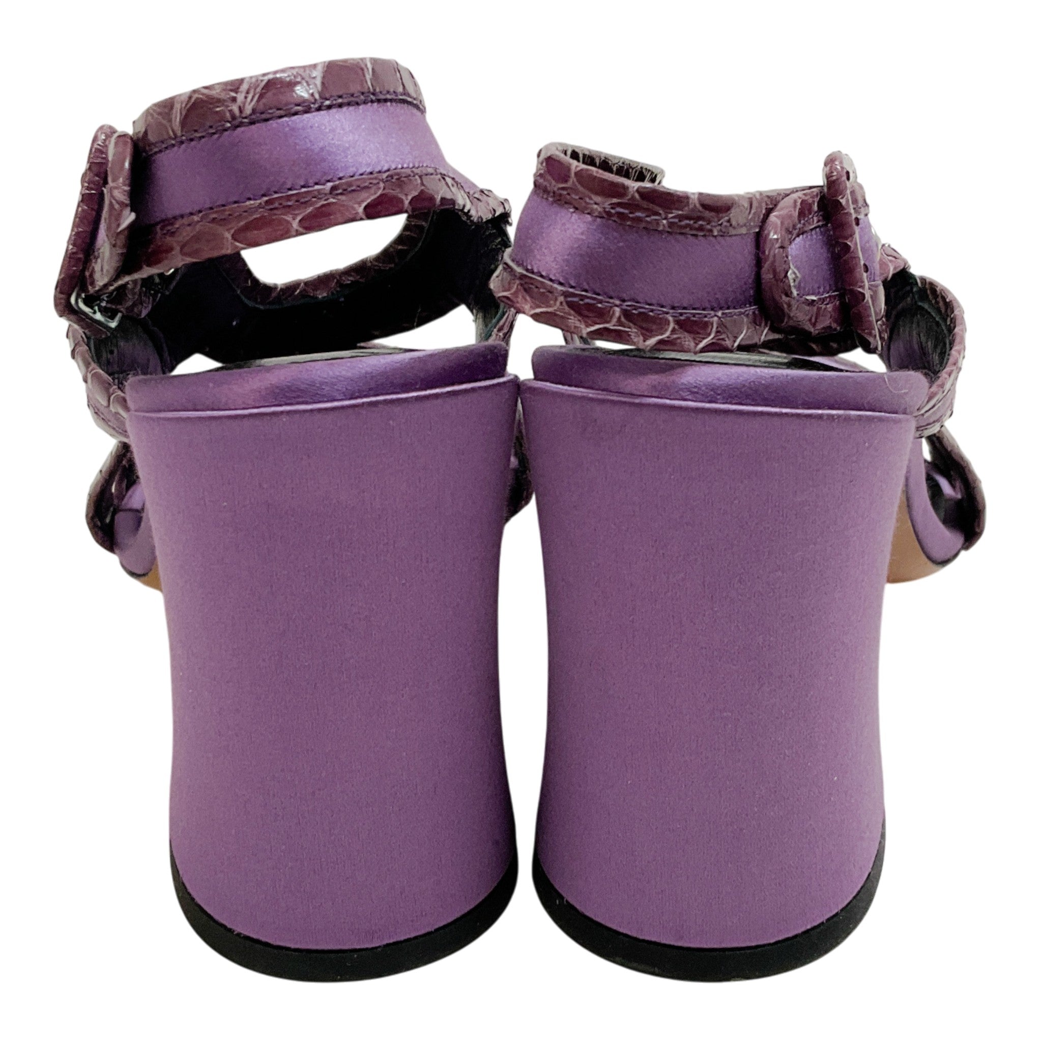 Dries van Noten Purple Satin Sandals with Snake Trim
