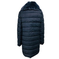 Load image into Gallery viewer, Amina Rubinacci Blue Quilted Zip Front Wool Puffer Coat with Fur Collar
