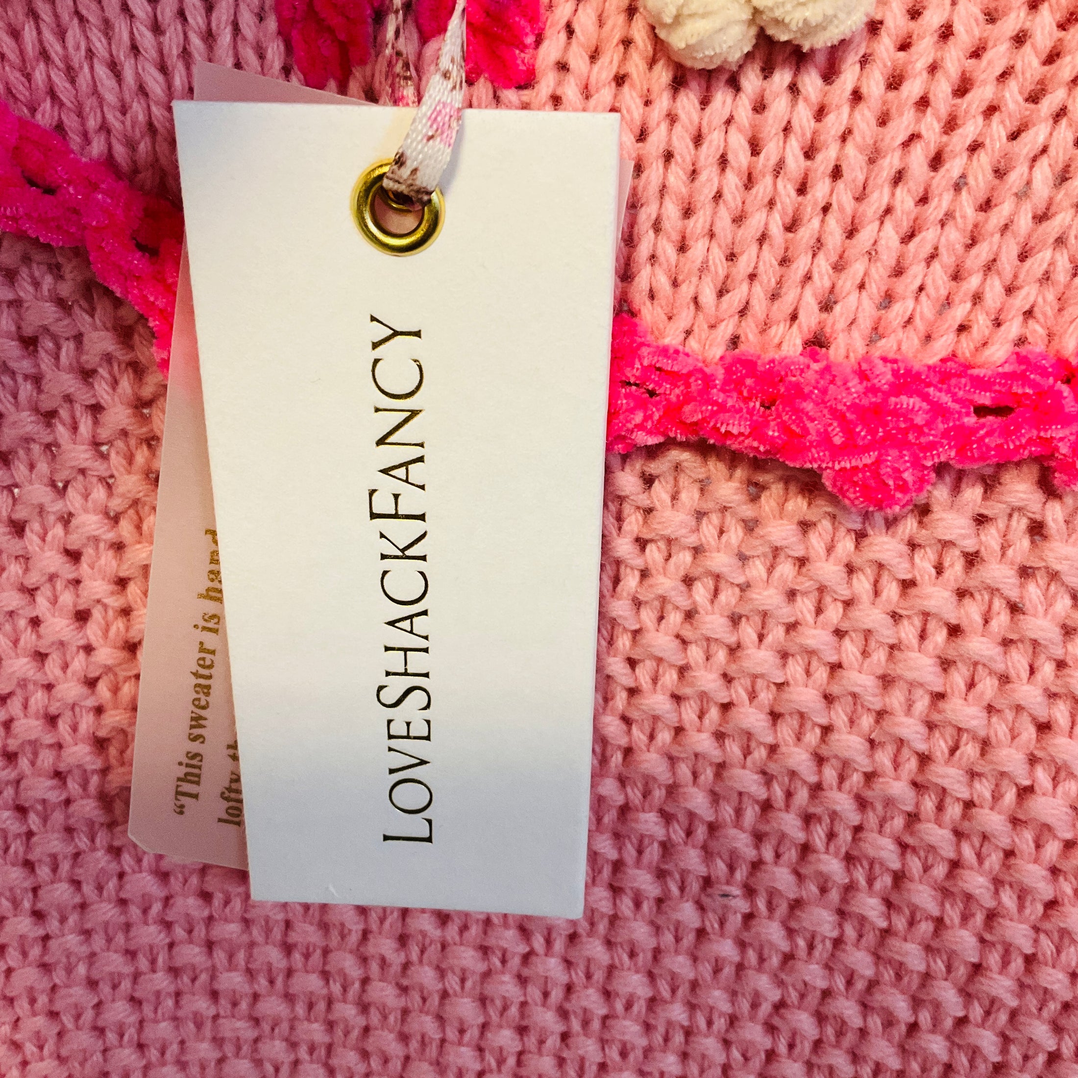 LoveShackFancy Little Bow Pink Rhett Turtleneck Sweater