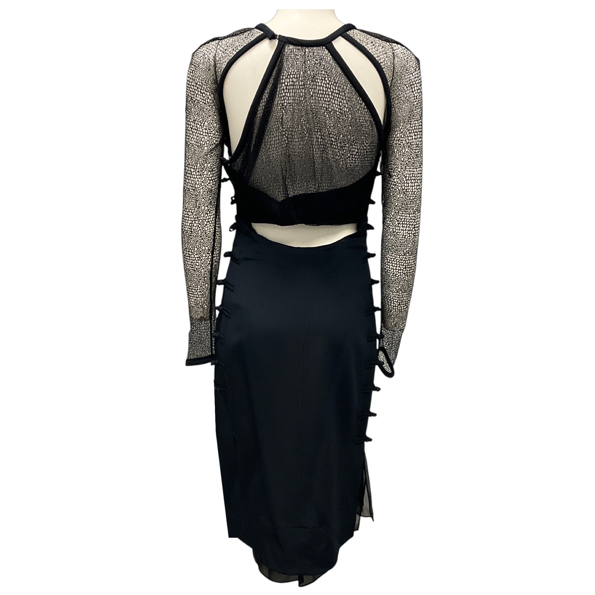 Emilio Pucci Black Netted Lace and Silk Corset Dress