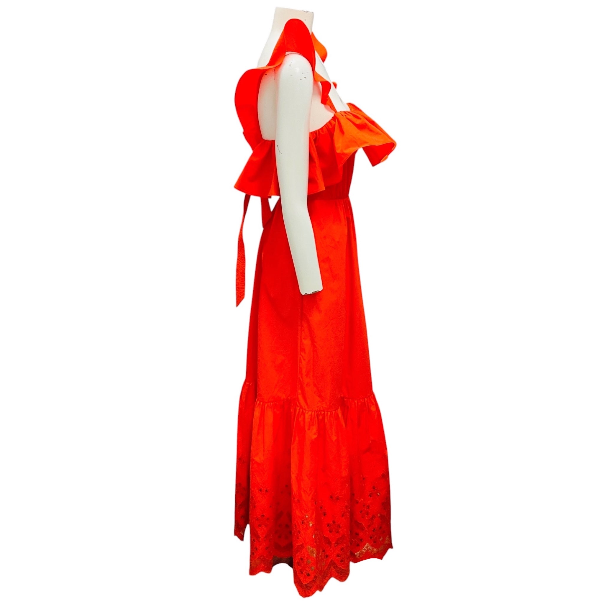 Self-Portrait Bright Orange Eyelet Maxi Dress