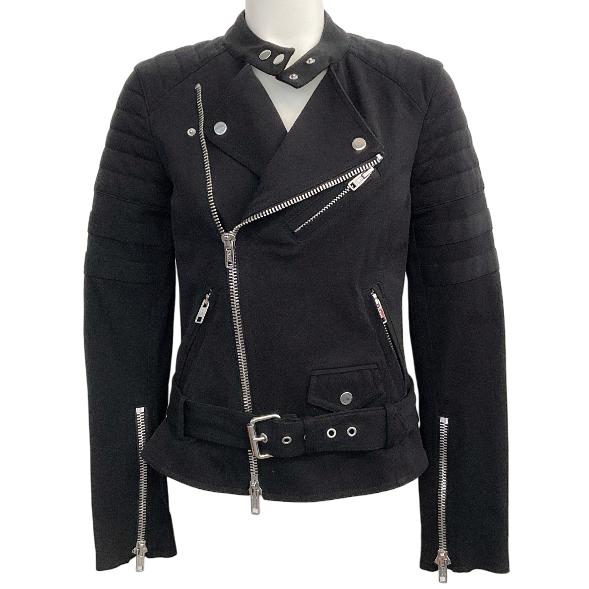 3.1 Phillip Lim Black Cotton Sculpted Moto Jacket
