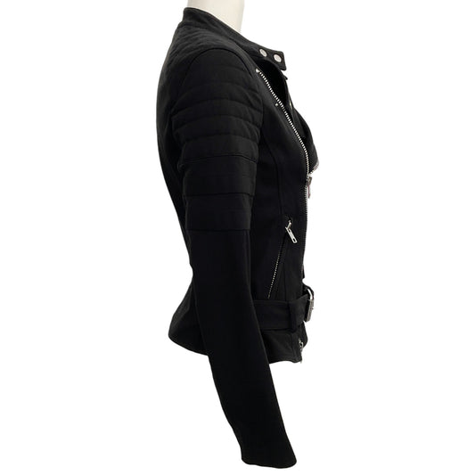 3.1 Phillip Lim Black Cotton Sculpted Moto Jacket
