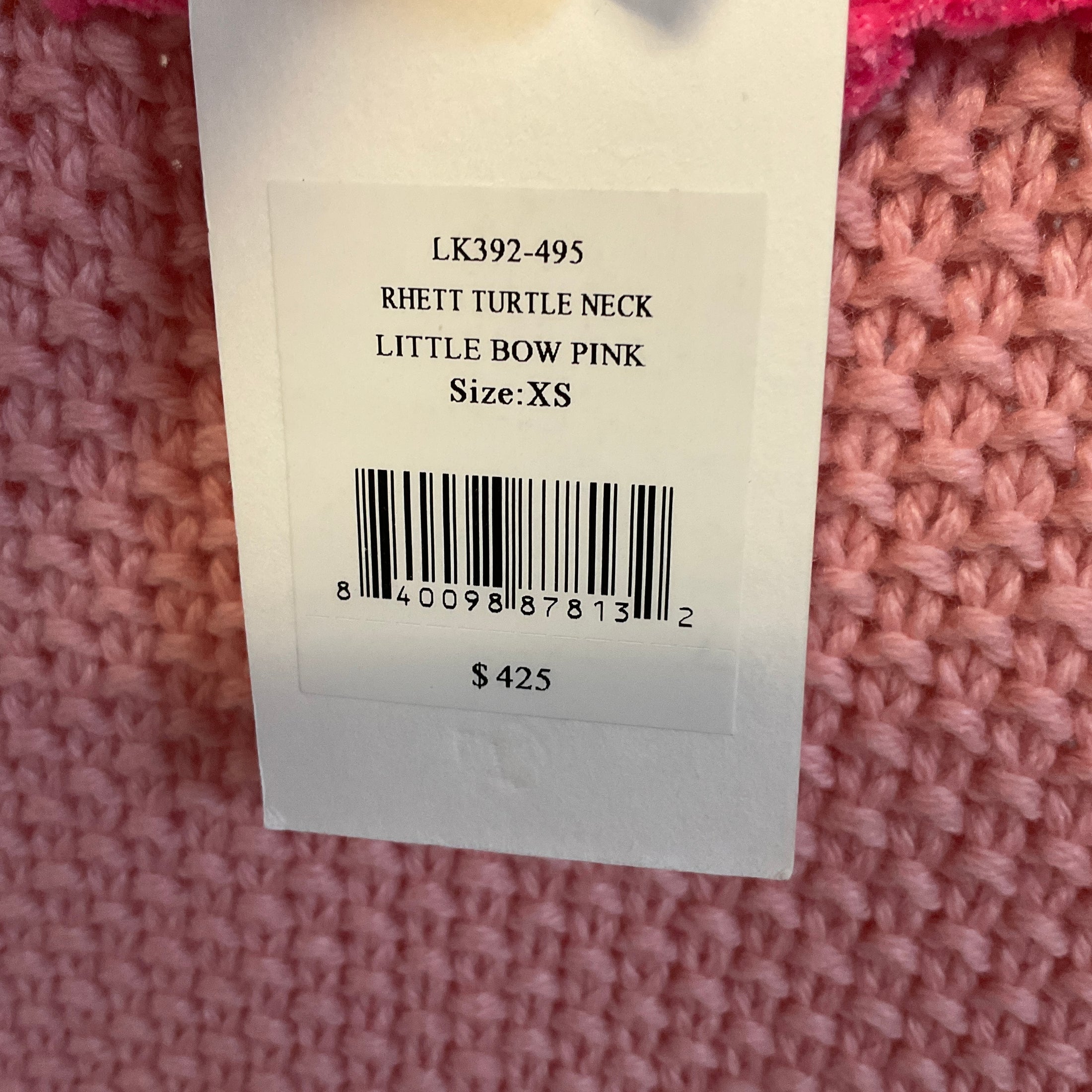 LoveShackFancy Little Bow Pink Rhett Turtleneck Sweater