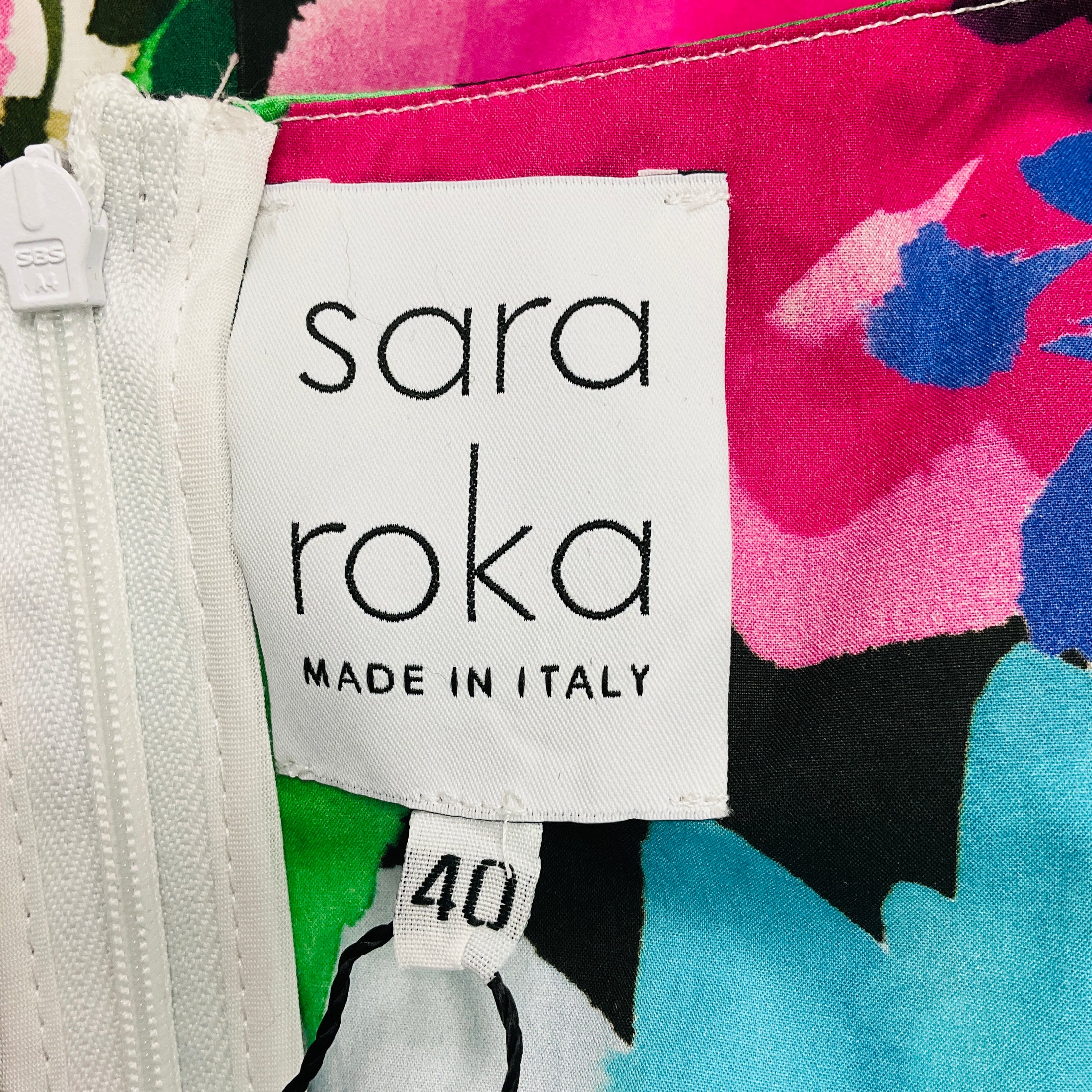 Sara Roka White / Blue Multi Floral Printed Elsy Dress
