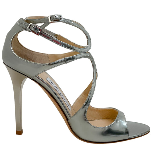 Jimmy Choo Silver Metallic Leather Lang Sandals