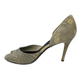 Load image into Gallery viewer, Ralph Lauren Collection Ivory / Black Embossed Leather Peep Toe Pumps
