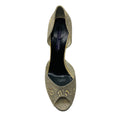 Load image into Gallery viewer, Ralph Lauren Collection Ivory / Black Embossed Leather Peep Toe Pumps
