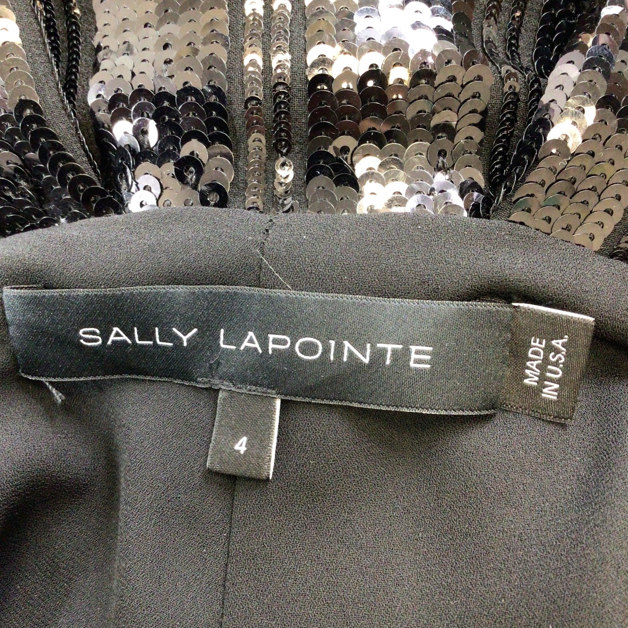 Sally LaPointe Black Sequined Belted Pants / Trousers