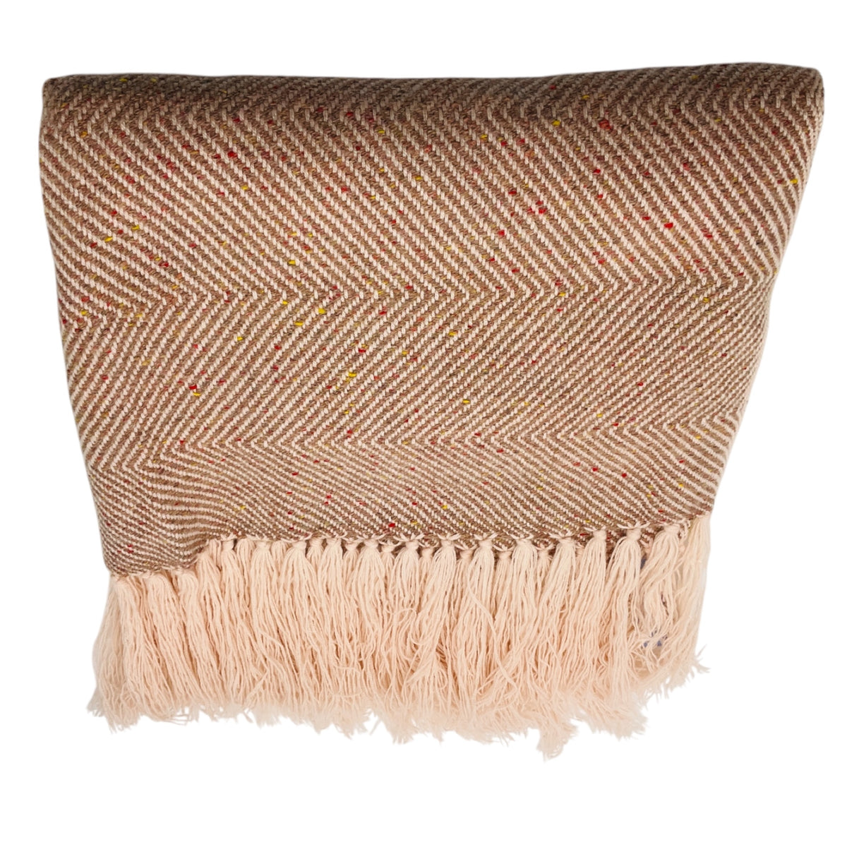Loro Piana Light Pink Fringed Herringbone Patterned Baby Cashmere Long Scarf