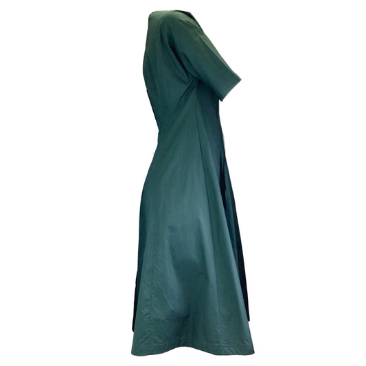 Marni Dark Green Short Sleeved Cotton Midi Dress