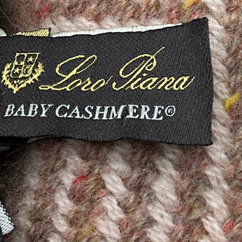Loro Piana Light Pink Fringed Herringbone Patterned Baby Cashmere Long Scarf