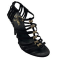 Load image into Gallery viewer, Chanel RARE Vintage 1999 Black Rhinestone Embellished Bow Satin Caged Sandals
